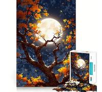 1000 Piece Jigsaw Autumn Tree Under Moonlight Fine Edge Craft Logic Puzzle Play Leisure Game Time Birthday Fun Gift (38x26cm)