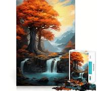 1000 Piece Jigsaw Autumn Waterfall Landscape Precise Cut Art Brain Teaser Gift Leisure Time Fun Christmas Wall Art (38x26cm)