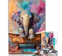 1000 Piece Jigsaw Baby Elephant Taking A Bath Adult Jigsaw Puzzles 1000 Pieces,Family Game Stress Reliever Difficult Challenge Great Gifts And Toys 50x75cm