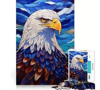1000 Piece Jigsaw Bald Eagle Stained Glass Precise Cut Art Brain Teaser Gift Leisure Time Fun Christmas Wall Art (50x75cm)
