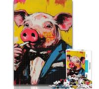 1000 Piece Jigsaw Basque Pig Jigsaw Puzzles for Teenagers,Toys Educational Games Stress Relieving Parent-child Interaction 50x75cm