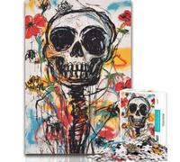 1000 Piece Jigsaw Basquiat-style Flowers And Skulls 1000 Pieces Jigsaw Puzzles For Teens And Adults,Toys Educational Games Stress Relieving Enhance Love between Couples 26x38cm