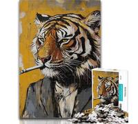 1000 Piece Jigsaw Basquiat Tiger Adult Jigsaw Puzzles 1000 Pieces,Family Game Stress Reliever Difficult Challenge Great Gifts And Toys 26x38cm