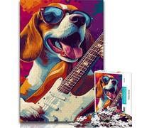1000 Piece Jigsaw Beagle Playing Guitar 1000 Piece Jigsaw Puzzles for Adults & Teens,Educational Stress Relief Toy Great Gifts And Toys (26x38cm)