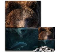 1000 Piece Jigsaw Bear Half in The Water Puzzles for Adults Challenging Brain Teaser Family Activity Home Decor 1000 PCS(75x50cm)