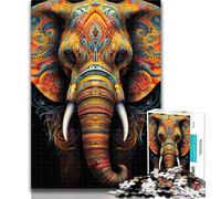 1000 Piece Jigsaw Beautiful Colourful Elephants Jigsaw Puzzles for Teenagers 1000 Piece,Family Game Stress Reliever Difficult Challenge Secret Santa Gifts 50x75cm