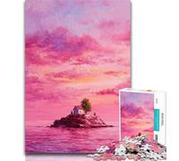 1000 Piece Jigsaw Beautiful Pink Sky Oil Painting Jigsaw Puzzles for Teenagers 1000,Wall Decoration Unique Birthday And Xmas Gifts Suitable for And 14 50x75cm