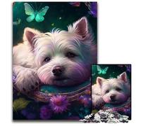1000 Piece Jigsaw Beautiful West Highland Terrier Jigsaw Puzzles for Adults Challenging Brain Teaser for Teenagers, Family Game Night Fun 26X38CM/10.23x14.96inch