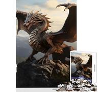 1000 Piece Jigsaw Big Bronze Dragon On Hill Jigsaw Puzzles for Adults Precision Cutting Wishlist with Santa Claus Brainteaser Family Games (38x52cm)