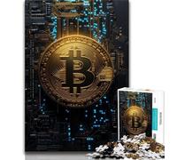1000 Piece Jigsaw Bitcoin Logo 1000 Piece Jigsaw Puzzles for Adults,Family Game Birthday Gifts.Challenge High Difficulty 75x50cm