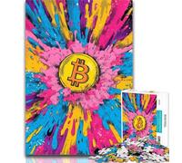 1000 Piece Jigsaw Bitcoin Logo Jigsaw Puzzles for Adults 1000,for Is Ideal As A Gift for The Whole Family for And 14 Years Old 26x38cm