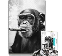 1000 Piece Jigsaw Black And White Chimpanzee 1000 Piece Jigsaw Puzzles for Adults Gifts,gifts for Friends And Family for for Age 14 (50x75cm)