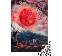 1000 Piece Jigsaw, Black Cat & Red Moon, 70x50cm/1000pcs
