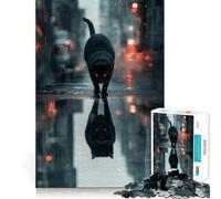 1000 Piece Jigsaw Black Cat Reflection Sharp Joint Play, Focus Building Toy, Quiet Play Game, Birthday Fun Play (38x26cm)