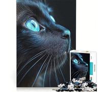 1000 Piece Jigsaw Black Cat with Blue Eyes, Educational Toy, Interesting Stress Reduction, Improving Love between Couples 38x52cm