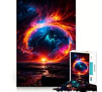 1000 Piece Jigsaw Black Hole on The Beach Tight Fit Piece, Focus Fun Game, Cozy Fun Time, Christmas Art Display (38x26cm)