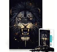 1000 Piece Jigsaw Black Lion Roar Sharp Joint Play, Focus Building Toy, Quiet Play Game, Birthday Fun Play (38x26cm)