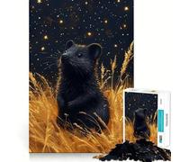 1000 Piece Jigsaw Black Mouse in Golden Field Sharp Joint Play, Focus Building Toy, Quiet Play Game, Birthday Fun Play (50x75cm)
