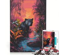 1000 Piece Jigsaw Black Panther in Jungle, Educational Toy, Interesting Stress Reduction, Improving Love between Couples 50x75cm