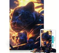 1000 Piece Jigsaw Black Panther Mother And Cub Sharp Joint Play, Focus Building Toy, Quiet Play Game, Birthday Fun Play (38x52cm)