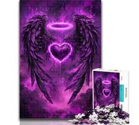 1000 Piece Jigsaw Black Wings Purple Jigsaw Puzzle 1000 Pieces for Teenagers,Educational Toys Is Ideal As A Gift for The Whole Family 26x38cm