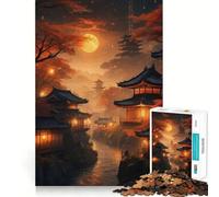 1000 Piece Jigsaw Blood Moon in Japan Sharp Joint Play, Focus Building Toy, Quiet Play Game, Birthday Fun Play (50x75cm)
