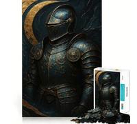 1000 Piece Jigsaw Blue And Gold Knight Armor Sharp Joint Play, Focus Building Toy, Quiet Play Game, Birthday Fun Play (38x52cm)