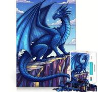 1000 Piece Jigsaw Blue Dragon on Mountain Peak Sharp Joint Play, Focus Building Toy, Quiet Play Game, Birthday Fun Play (38x26cm)