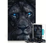 1000 Piece Jigsaw Blue Eyed Black Lion Tight Fit Piece, Focus Fun Game, Cozy Fun Time, Christmas Art Display (50x75cm)