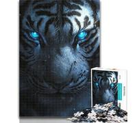1000 Piece Jigsaw Blue Eyed Tiger Adult Jigsaw Puzzles 1000,Toys Educational Games Stress Relieving Great Gifts And Toys 26x38cm