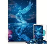 1000 Piece Jigsaw Blue Phoenix Rising from Water Tight Fit Piece, Focus Fun Game, Cozy Fun Time, Christmas Art Display (38x52cm)