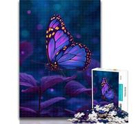 1000 Piece Jigsaw Blue Purple Butterfly Jigsaw Puzzles for Teenagers 1000 Pieces,Decompressing Intellectual Educational Toy Birthday Present, Gifts 26x38cm