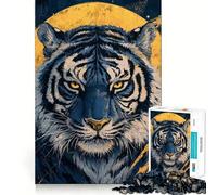 1000 Piece Jigsaw Blue Tiger Moon Tight Fit Piece, Focus Fun Game, Cozy Fun Time, Christmas Art Display (38x52cm)