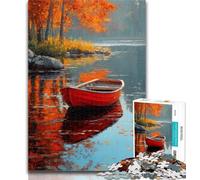1000 Piece Jigsaw Boat in Autumn Jigsaws 1000 Pieces for Teenagers,Stress Reliever Difficult Challenge Unique Home Decor And Gifts 50x75cm