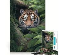 1000 Piece Jigsaw Bold Tiger Watercolor Tight Fit Piece, Focus Fun Game, Cozy Fun Time, Christmas Art Display (50x75cm)