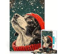1000 Piece Jigsaw Border Collie Winter Snow Minimalist Art Sharp Joint Play, Focus Building Toy, Quiet Play Game, Birthday Fun Play (50x75cm)