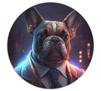 1000 Piece Jigsaw Boss Bulldog Round Jigsaw Puzzles 1000 Pieces for Adults Perfect for Home & Office Decor, Parties, Birthdays 67.5x67.5cm