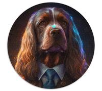 1000 Piece Jigsaw Boss Golden Retriever Round Puzzle 1000 Pieces Jigsaw Perfect for Family Fun on Christmas, Thanksgiving, Birthdays & Easter 67.5x67.5cm
