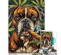 1000 Piece Jigsaw Boxer Dog Smoking Jigsaw Puzzles for Adults 1000,Educational Games Home Decoration Artists Collection, Fine Art 50x75cm