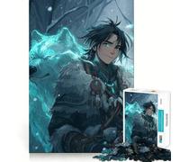 1000 Piece Jigsaw Boy Spirit Wolf Winter Premium Cut Play Creative Brain Game Peace Fun Time Christmas Wall Art (38x26cm)