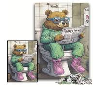 1000 Piece Jigsaw Brown Bear Go Toilet Puzzles for Adults for Teenagers & Family Fun - DIY Brain Teaser Game Gift Size 50x75cm