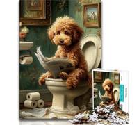 1000 Piece Jigsaw Brown Poodle Dog Puzzles 1000 Pieces for Teenagers,Toys Educational Games Stress Relieving Artists Collection, Fine Art (26x38cm)