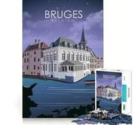 1000 Piece Jigsaw Bruges Belgium Travel Art Premium Cut Play Creative Brain Game Peace Fun Time Christmas Wall Art (50x75cm)