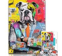1000 Piece Jigsaw Bulldog Doodle Jigsaw Puzzle 1000 Pieces for Adults,Interesting Stress Reduction Parent-child Interaction 26x38cm