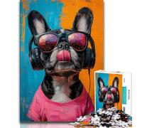 1000 Piece Jigsaw Bulldog Listening to Music 1000 Pieces Jigsaw Puzzle for Adults& Teens,Train Your Brain And Hands Gifts for Friends And Family (50x75cm)