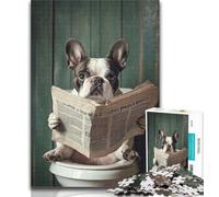 1000 Piece Jigsaw Bulldog on The Toilet 1000 Piece Jigsaw Puzzles for Adults,Toys Educational Games Stress Relieving Great Gifts And Toys 26x38cm