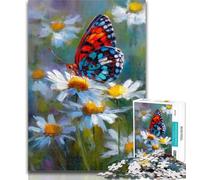 1000 Piece Jigsaw Butterflies And Daisies Adult Jigsaws 1000 Piece,Toys Educational Games Stress Relieving Artists Collection, Fine Art 26x38cm