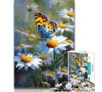 1000 Piece Jigsaw Butterflies And Daisies Jigsaws 1000 Pieces for Teenagers,Stress Reliever Difficult Challenge Unique Home Decor And Gifts 50x75cm