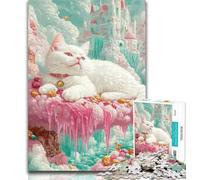 1000 Piece Jigsaw Candy Cat Adult Puzzles 1000 Pieces,Learning Educational Toys Family Games Enhance Love between Couples 26x38cm