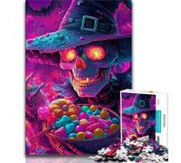 1000 Piece Jigsaw Candy Skull Jigsaw Puzzle 1000 Pieces for Adults,Interesting Stress Reduction Parent-child Interaction (50x75cm)